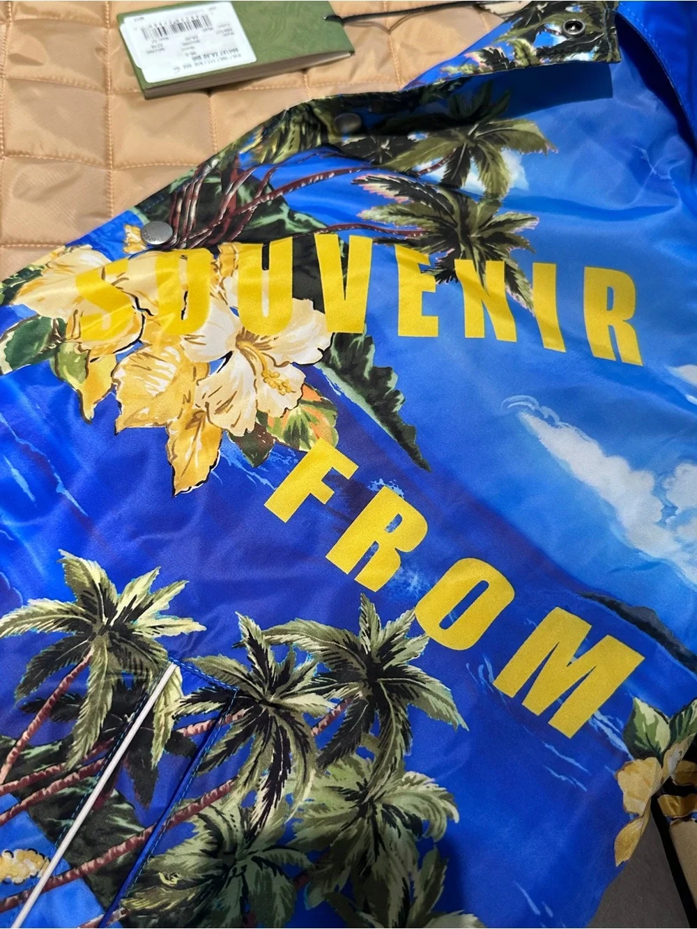 Gucci Multi-Color Tropical Print Jacket with Blue Accents
